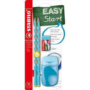 Stabilo Bleistift EASYgraph S, B-56675-3, HB, Linkshänder, Radierer und Spitzer, 2 Stück