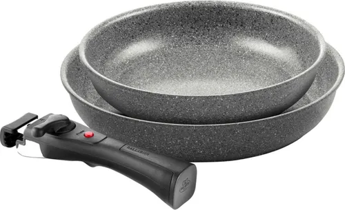 Ballarini 6-tlg Torre Pfannen Set 16 + 24 + 28cm - Pfannen-Set aus hochwertigem Aluminium, ideal für gesundes Kochen mit antihaftbeschichteten Oberflächen für müheloses Wenden und Reinigen.