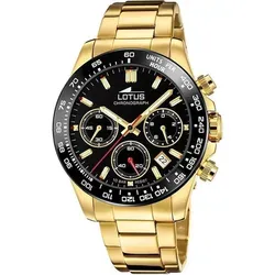 Lotus Herren-Chronograph 18914/6 - Elegante Armbanduhr in Gold - Stilvolle Herren-Armbanduhr mit Edelstahl-Gehäuse und -armband. Der Chronograph mit schwarzem Ziffernblatt und 10 ATM Wasserdichtigkeit vereint Funktionalität und Eleganz für jeden Anlass.