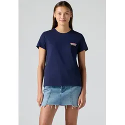 Levi's Damen T-Shirt "THE PERFECT TEE", Gr. M, blau - Klassisches Shirt mit Batwing-Logoprint, aus 100% Baumwolle, atmungsaktiv und bequem für lässige Outfits.