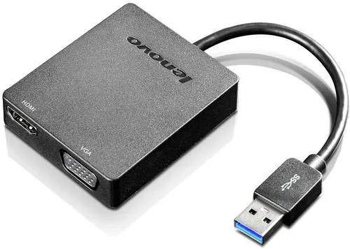 Lenovo Universal USB3.0 to VGA/HDMI Adapter - Kabel & Adapter, ermöglicht die Verbindung von USB-Geräten mit VGA oder HDMI für vielseitige Bildschirmoptionen