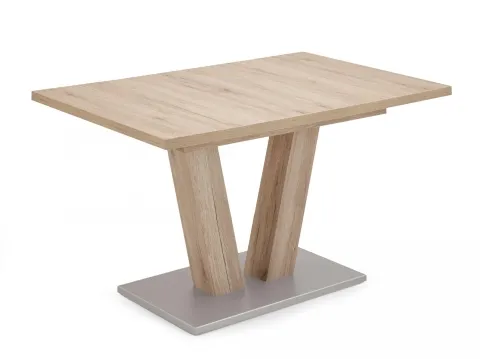 Niehoff Schiebeplattentisch San Remo, erweiterbar - Esstisch in modernem San Remo Dekor, ausziehbar auf 165 cm, ideal für gesellige Runden. Mit robustem V-Gestell und stabiler Bodenplatte in Edelstahloptik.