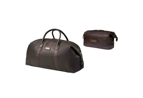 DRAKENSBERG Reisetasche Weekender »David« (60) & Kulturbeutel »Ruby« Kaffee, Bundle, aus Premium Leder für Damen und Herren