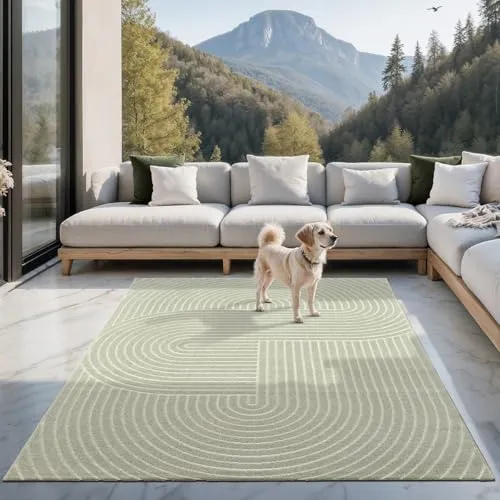 Teppich Santo Plus – Moderner In- und Outdoor Teppich in Grün - Flachgewebe-Teppiche, robust und wasserabweisend, ideal für geschützte Außenbereiche oder Eingänge, rechteckig, 80x250 cm, Höhe 5 mm.