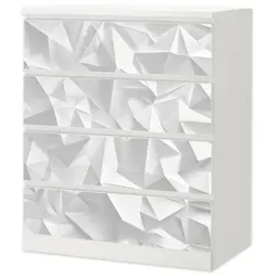 Sunnywall Möbelfolie passend für IKEA Malm Kommode Schrankfolie Aufkleber mit Origami Motiv, blasenfreie selbstklebende Folie (SCHRANK NICHT INKLUSIVE) 80 cm x 100 cm