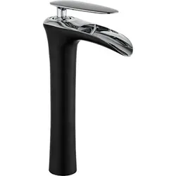 Mexen Lyra hohe Waschtischarmatur, Schwarz/Chrom - 745310-07 - Bad- & Duscharmaturen mit elegantem Design, 29,5 cm hoch und ideal für moderne Badezimmer.