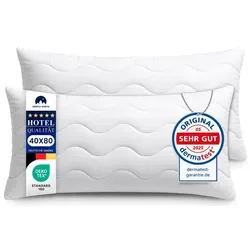 Gentle North Hochwertige Kopfkissen 40x80 cm - 2er Set für Allergiker - Kissen in Hotelqualität, höhenverstellbare Füllung für individuellen Schlafkomfort, hypoallergen und Ökotex 100 zertifiziert, waschbar bei 60°C.