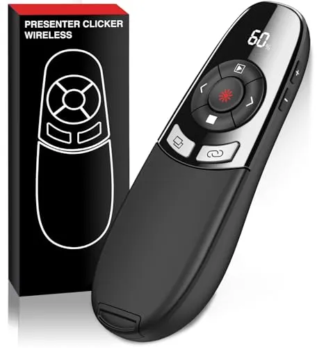 HELLCOOL Presenter usb C, 2.4 GHz Wireless PowerPoint Fernbedienung für Windows/Mac/PowerPoint/Keynote, Rot Pointer via USB A & C Empfänger