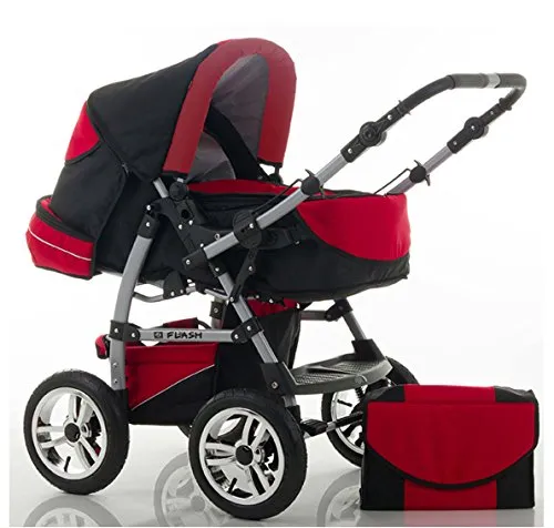 Kombi-Kinderwagen Flash 2 in 1 - 38 Farben verfügbar - Standardkinderwagen mit 2 IN 1 Funktion: Wanne und Sportsitz für höchsten Komfort und Flexibilität. Ideal für alle Gelände mit großen Lufträdern und bester Federung.