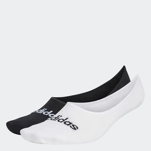 adidas Unisex Thin Linear Ballerina Socks 2 Pairs, White/Black, 8.5-10