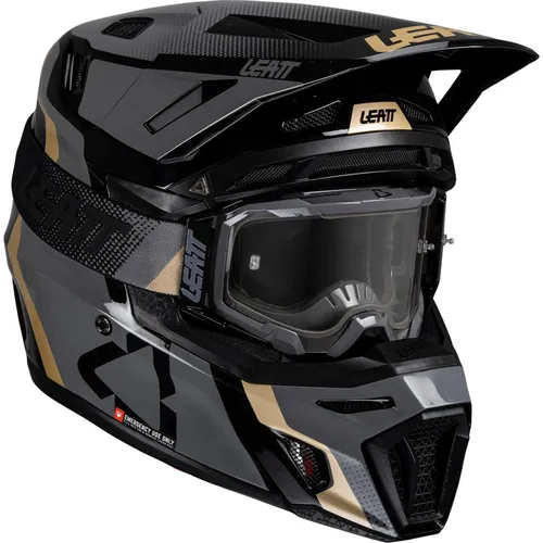Leatt 8.5 Camo Motocrosshelm - Schwarz/Grau/Gold - S - Motorradhelm mit 360°-Turbinen-Technologie für maximalen Kopf- und Gehirnschutz. ECE und DOT zertifiziert, inkl. gratis Leatt Velocity Crossbrille und Helmtasche.