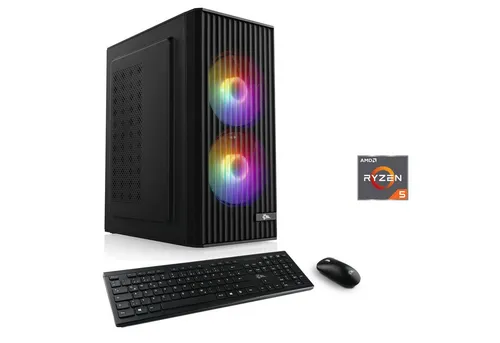CSL PC "Spectrum V26122" mit Ryzen 5 und 16 GB RAM - Leistungsstarker Desktop-Computer mit Microsoft Windows 11 Home, ideal für anspruchsvolle Anwendungen und Spiele. Ausgestattet mit schneller 1.000 GB SSD für blitzschnelle Ladezeiten.