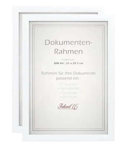 IDEAL TREND 2er 3er 5er 10er Pack Dokument Bilderrahmen 21x29,7 DIN A4 Urkunde Foto Rahmen: Farbe: 2er Pack Wei�
