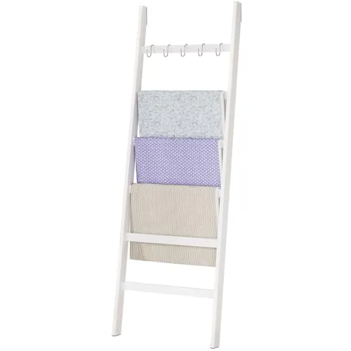 Yorbay Handtuchleiter Bambus 6 Sprossen - Handtuchständer aus elegantem Bambus mit 6 Sprossen und 5 Haken, ideal für platzsparende Aufbewahrung in Badezimmer und Schlafzimmer. Stabil und rutschfest, perfekt für begrenzte Räume.