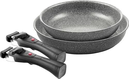 BALLARINI Torre Bratpfannen-Set 24 + 28 cm - Pfannen-Set mit abnehmbaren Griffen für platzsparende Lagerung. Ideal für Induktionsherde und gesundes Kochen dank langlebiger Keramikbeschichtung.