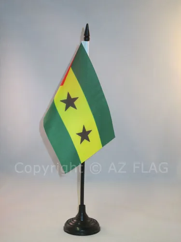 TISCHFLAGGE SÍO TOMÉ UND PRÍNCIPE 15x10cm - SAO TOME TISCHFAHNE 10 x 15 cm - fla