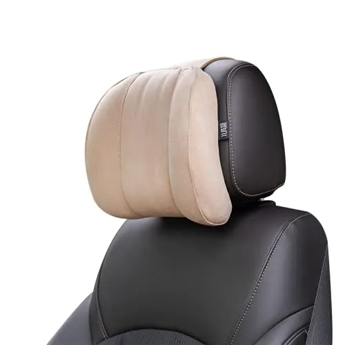 Forbell Auto Kopfstütze Kissen – Weiches Memory Foam Auto Nackenkissen für Kopfstütze, Ergonomisches Car Headrest für Kopf- und Nackenstütze, Entlastung beim Fahren und Ausruhen (Beige)