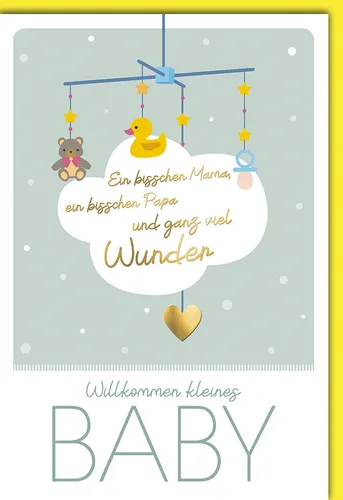 Geburt - Baby - Glückwunschkarte im Format 11,5 x 17 cm - Mobile