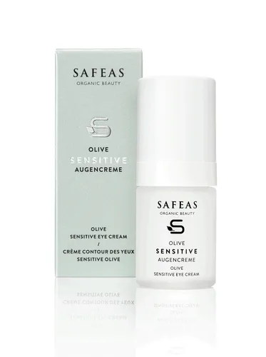 Safeas Olive Sensitive Augencreme 15 ml - Hautpflege für die empfindliche Augenpartie, mit beruhigenden Bio-Wirkstoffen und feuchtigkeitsspendenden Inhaltsstoffen für eine frische und entspannte Ausstrahlung.