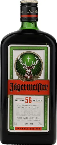 Jägermeister 35% 0,7 Liter - Likör & Kräuterschnaps, einzigartiger Kräuterlikör aus 56 Zutaten, handwerklich hergestellt seit 1934 und weltweit beliebt.