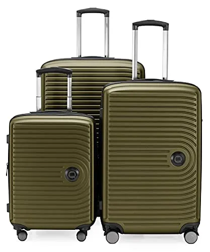 HAUPTSTADTKOFFER - Mitte - 3-teiliges Hartschalen Koffer-Set, TSA, in Avocado-Grün - Praktisches 3er Set für jede Reise: Handgepäck (55x40x20 cm) bis XXL-Trolley (77x50x30 cm) mit erweiterbarem Volumen. Robuste Hartschale, modernes Design und integriertes TSA-Schloss für maximale Sicherheit.