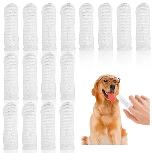 Hundezahnbürste,16 PCS Pet Tooth Fingerbürste Hundezahnbürste Fingerling Zahnpflege Finger Zahnbürste für Hunde Katzen Zahnpflege, Zahnreinigung Anti-Plaque Haustierzahnbürste