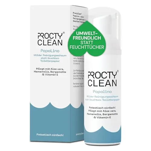 ProctyClean PopoLino - Milder Reinigungsschaum für die Po-Hygiene - Reinigungsmittel & Deodorants bei Inkontinenz. Umweltfreundlicher Schaum mit Aloe Vera, ideal bei Hämorrhoiden und Analfissur für sanfte Pflege und Frische.