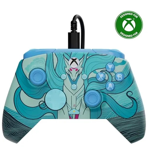 Turtle Beach Rematch Advanced Wired Controller - Blue Kitsune - Gaming-Zubehör mit einzigartiger Glow-in-the-Dark-Funktion, echten Hall-Effekt-Haarauslösern und doppelten Vibrationsmotoren für ein verbessertes Spielerlebnis.