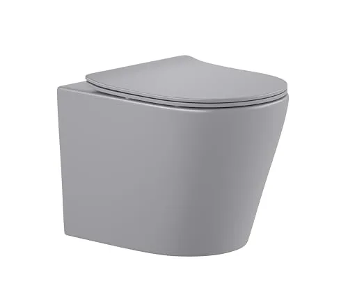 Wand-WC Set Nakia Tiefspüler ohne Spülrand - hellgrau matt - Sanitäranlagen & Zubehör: Modernes, spülrandloses Design für einfache Reinigung und erhöhte Hygiene. Inkl. WC-Sitz mit Absenkautomatik für leises Schließen.
