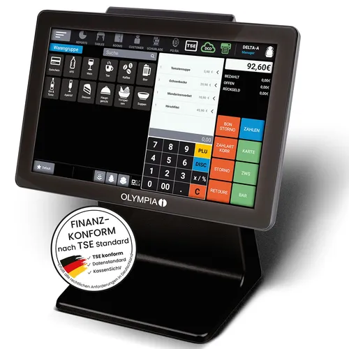 Olympia TS10 Allrounder Touch Scan - Card-Reader für Handel & Gastronomie, mit integriertem Scanner und benutzerfreundlichem 10,1-Zoll-Touchscreen für effiziente Kassenlösungen.