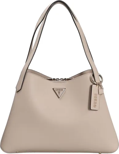 GUESS Damen Sora Girlfriend Carryall Schultertasche, Stein - Damen-Schultertaschen mit glänzenden goldfarbenen Beschlägen und praktischem Innenfach für stilvolle Organisation.