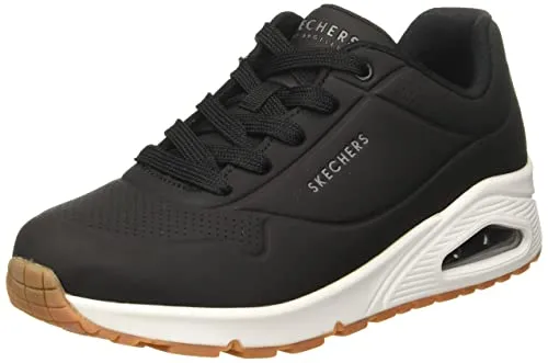 Skechers Damen Uno Stand On Air Sneakers - Black Durabuck, 35 EU - Damen-Sneaker mit atmungsaktivem Design und komfortabler Air-Cooled Memory Foam Einlegesohle für ultimativen Tragekomfort.