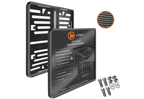L & P Car Design Kennzeichenhalter für Motorrad 180x200 mm Carbon Optik Kennzeichenhalterung, (1 Stück)