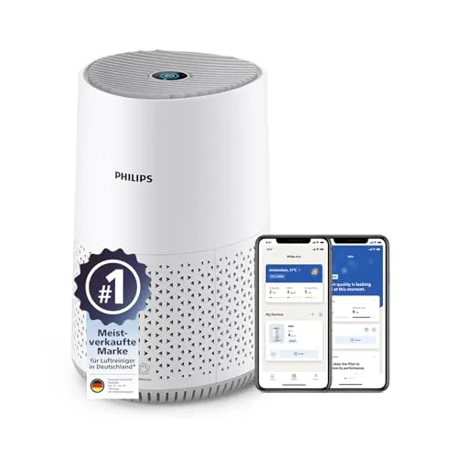 Philips Luftreiniger 600-Serie - Luftreiniger für Allergiker, reinigt bis 44 m², entfernt 99,97% der Schadstoffe mit HEPA-Filter und intelligenter App-Steuerung.