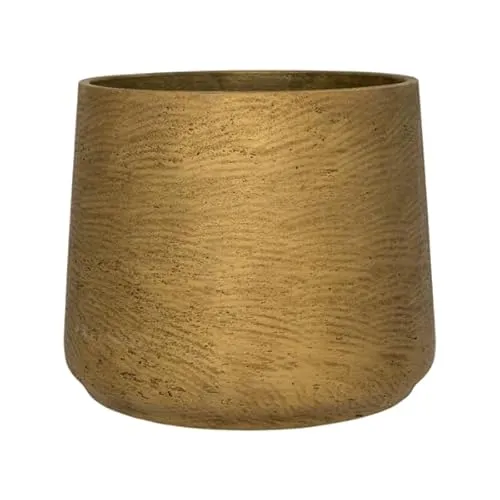 Finestgreen Patt Pflanzgefäß Gold XL - Stilvoller Blumentopf für Innen- und Außenbereich - Hochwertiges Pflanzgefäß aus Fiberclay in eleganter Betonoptik. Frostfest, UV-beständig und wasserdicht, ideal für eine stilvolle Pflanzenpräsentation drinnen und draußen.