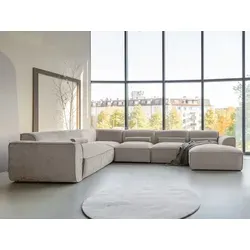 MIUFORM Flex Felix - Modulares 8-Sitzer Panorama-Ecksofa in Beige - Entdecke das modulare Flex Felix Sofa mit unzähligen Kombinationsmöglichkeiten. Gestalte deinen Wohnraum flexibel und stilvoll mit nur vier Elementen – perfekt für jeden Bedarf!