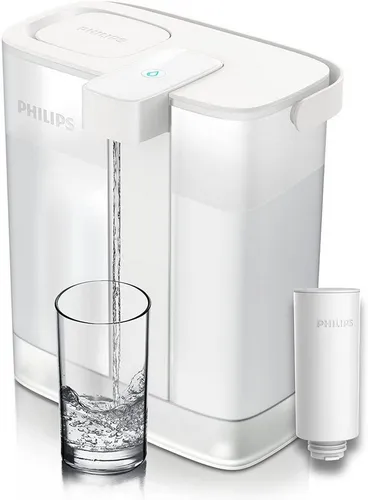 Philips AWP2980WH/31 Sofort-Wasserfilter - Wasserfilter der nächsten Generation mit USB-C Aufladung, der 4x schnelleres gefiltertes Wasser liefert und dabei Chlor, Blei und Mikroplastik reduziert.
