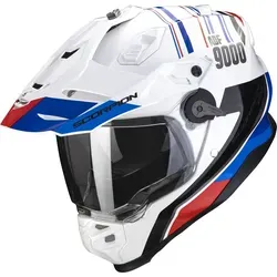 Scorpion ADF-9000 Air Desert Motocross Helm, XS, weiß-rot-blau - Motorradhelm mit innovativem Airfit-Wangenpolstersystem für optimale Passform und Sicherheit. Klappbares, beschichtetes Sonnenvisier für klare Sicht und Komfort beim Fahren.