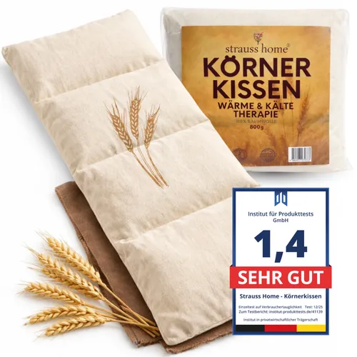 Strauss Home Wärmekissen Körnerkissen Groß – Mikrowellengeeignet - Heizkissen für natürliche Wärme und Linderung von Verspannungen, ideal für Nacken und Rücken, mit abnehmbarem Bezug und vielseitig einsetzbar.