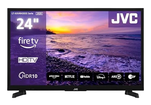 JVC 24 Zoll Fire TV Smart TV mit Alexa - HD-Ready LED Fernseher mit Triple Tuner, HDR-Technologie und Alexa Sprachsteuerung für grenzenlose Unterhaltung und beeindruckende Bildqualität.
