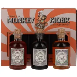 Monkey Kiosk Gin Probierset - Gin Probierset mit 3 x 5 cl Monkey 47 Gin, Monkey Sloe Gin & Monkey Gin Barrel Cut. Perfekt für Gin-Liebhaber und als Geschenk für besondere Anlässe.