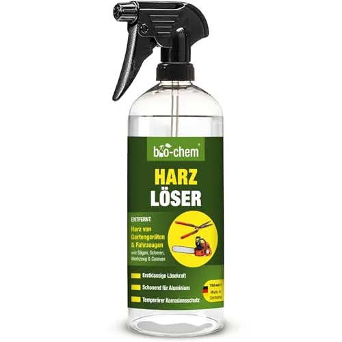 bio-chem Harzlöser 750 ml - Schnellwirkender Harzentferner mit erstklassiger Lösekraft - Für Gartengeräte und Werkzeuge aller Art - Made in Germany