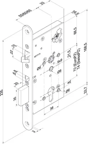 Assa Abloy effeff Sicherheitsschloss 709 - Sicherheitsschloss für Türöffner, ideal für zuverlässigen Schutz und einfache Einbau-Montage, Modell 709X601PZ---G45.