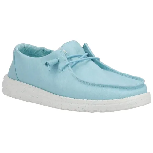Hey Dude Damen Wendy Canvas Moccasin in Türkis, Größe 40 EU - Slipper & Mokassins für Damen, mit elastischen Schnürsenkeln und leichter, flexibler Außensohle – ideal für den Alltag.