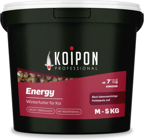 KOIPON Energy 5 kg Winterfutter für Koi und Goldfische - Premium Teichfutter für Koi und Goldfische, speziell für die winterliche Fütterung entwickelt. Sinkende Pellets (6mm) sorgen für optimale Nährstoffversorgung im Gartenteich.