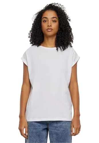 Urban Classics Damen T-Shirt Ladies Extended Shoulder Tee, T-Shirt mit überschnittenen Schultern, aus Baumwolle, erhältlich in vielen Farben, White, 5XL