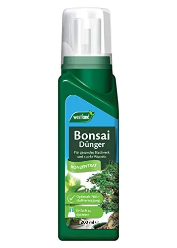 Westland Bonsai Dünger, 200 ml – Flüssigdünger für gesunde Bonsai-Pflanzen - Dünger für Bonsai – Liefert alle wichtigen Nährstoffe für kräftiges Wachstum und gesunde Blätter. Einfache Anwendung mit praktischer Dosierhilfe für optimale Ergebnisse.