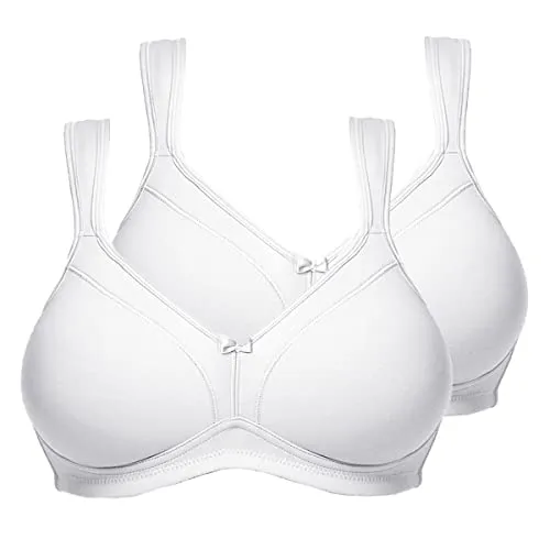 Susa Damen Doppelpack BH, Weiß, 95C EU - Klassische BHs für Damen, bügelloser Komfort-BH mit nahtlos vorgeformten Cups und breiten Trägern für optimalen Halt und elegantes Design.