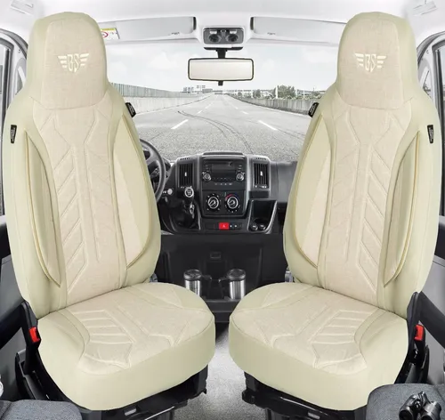 BREMER SITZBEZÜGE Autositzbezug für Volvo XC70 (2000-2007) - Beige Schonbezüge für Fahrer und Beifahrer, atmungsaktiv und pflegeleicht. Ideal zum Schutz der Sitze und zur Aufwertung des Innenraums.