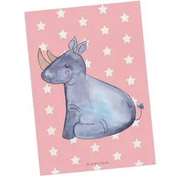 Mr. & Mrs. Panda Postkarte Einhorn Nashorn - Rot Pastell - Geschenk, Einladung Geburtstag, Gesch, Hochglanzveredelt rot